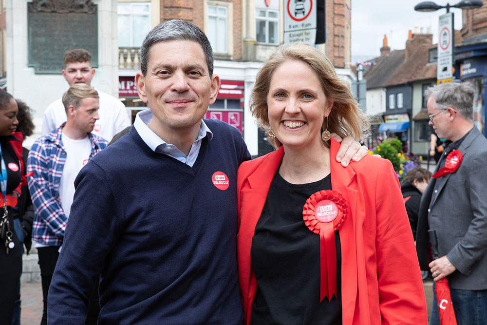 David Miliband and Laura Kyrke-Smith